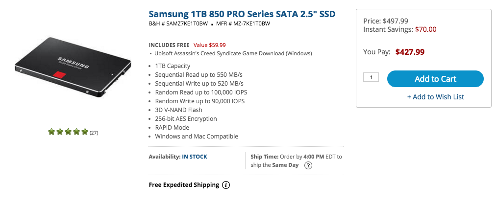 Samsung 850 pro SSD