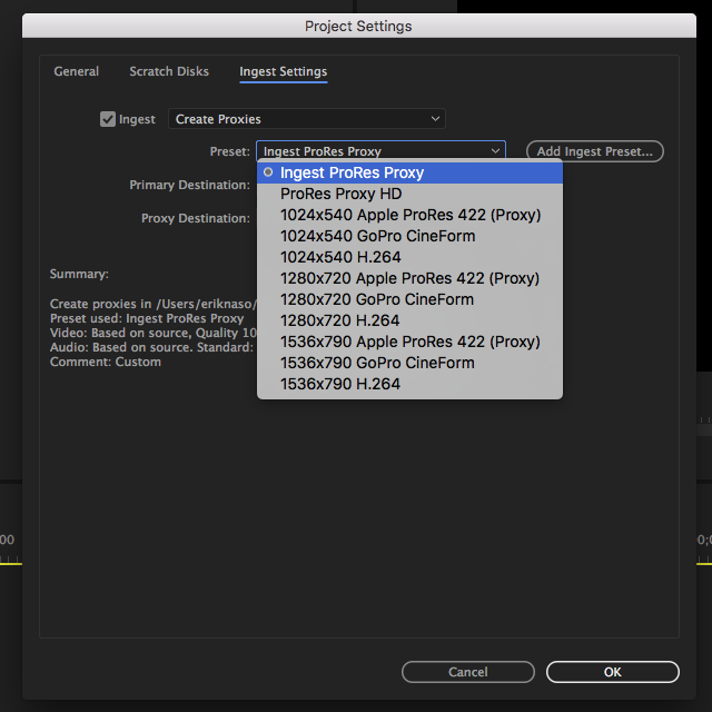 Ingest ProRes Proxy