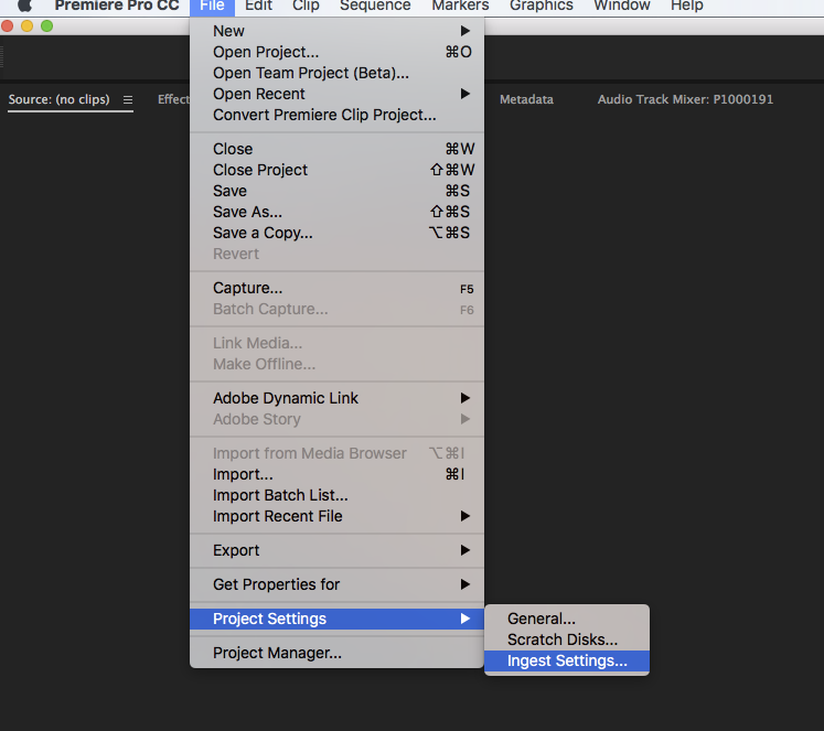 Premiere Pro Ingest Settings